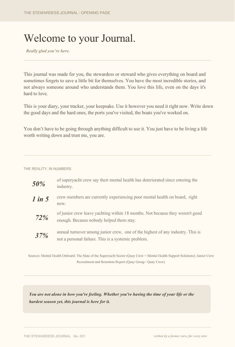 Stewardess Journal page 1